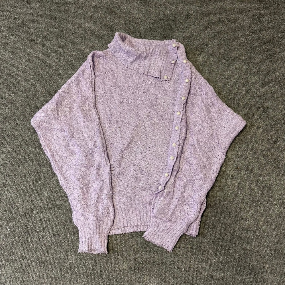 Gitano Sweater Womens Size S Lavender Purple Pearl Button Boucle Knit Pullover